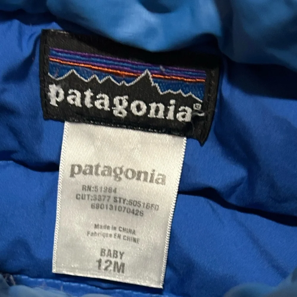 Patagonia Toddler Kids Hi Loft Down Puffer Zip Up Crewneck Jacket Sweater